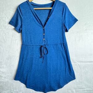 Cupshe Dress Women’s Small Blue Button Front Tie Waist Mini Casual NWT